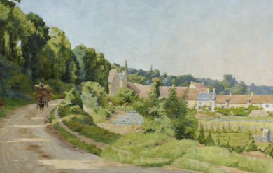 “View of a village in a hilly landscape”, 1888 by Gaston Prunier