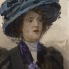 Elegante dame met hoed en voile