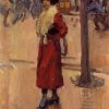 Parisienne met rode mantel