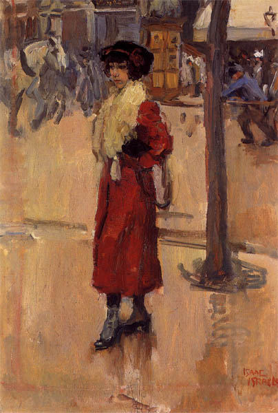 Parisienne met rode mantel