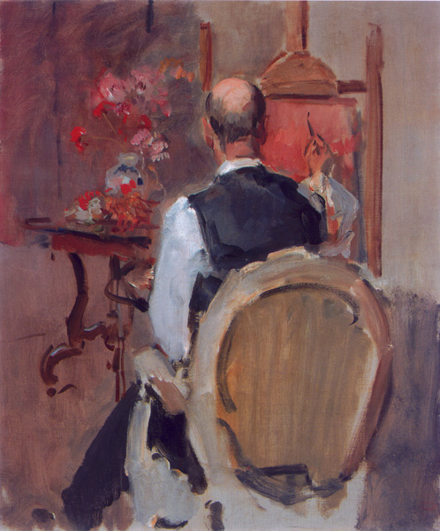 Marius Bauer achter de ezel