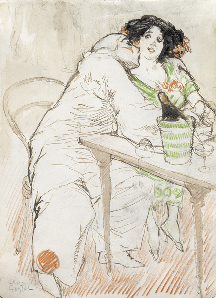 Caféscène met Pierrot