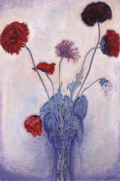 Bloemstilleven met papavers en chrysanten
