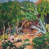 Femme et enfant dans le jardin d'Agay