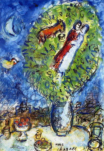 Le couple dans le bouquet vert