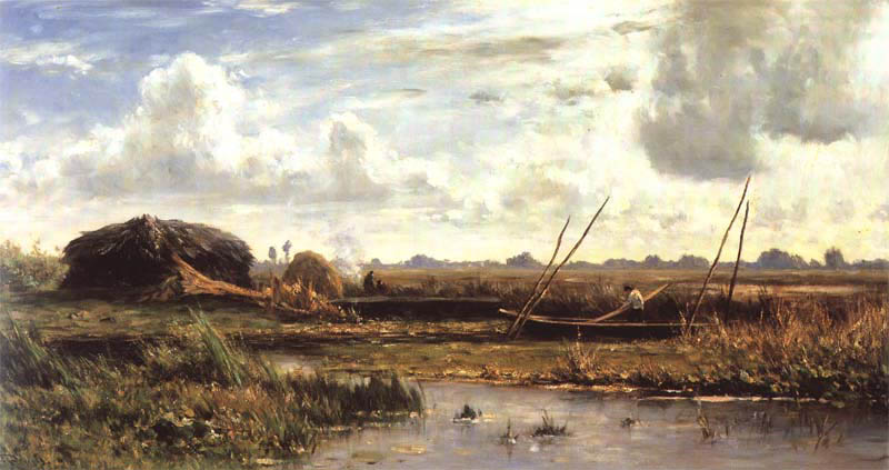 Rietsnijders in de polder