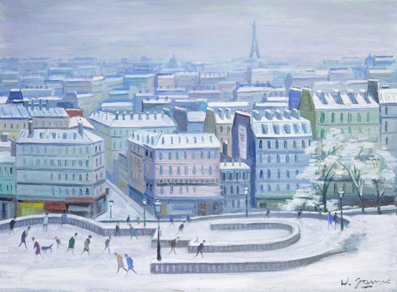 Vue de Paris sous de la neige, du Sacré Coeur