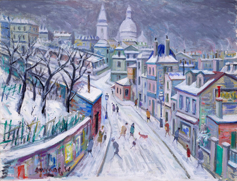 Montmartre, rue de l’Abreuvoir sous la neige