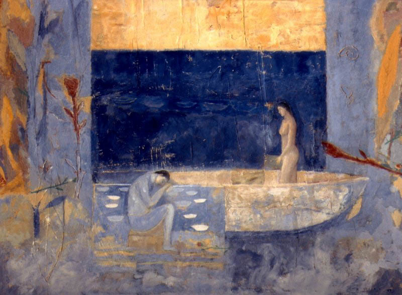 Mujer sobre fondo Azul
