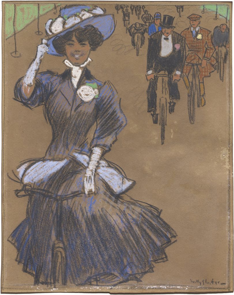 De vrolijke fietsster