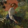 Jonge vrouw met parasol