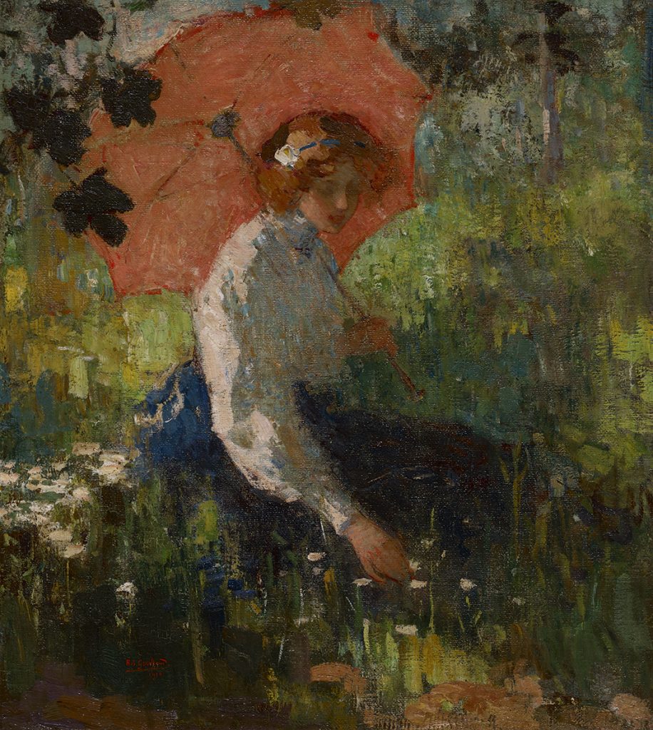 Jonge vrouw met parasol