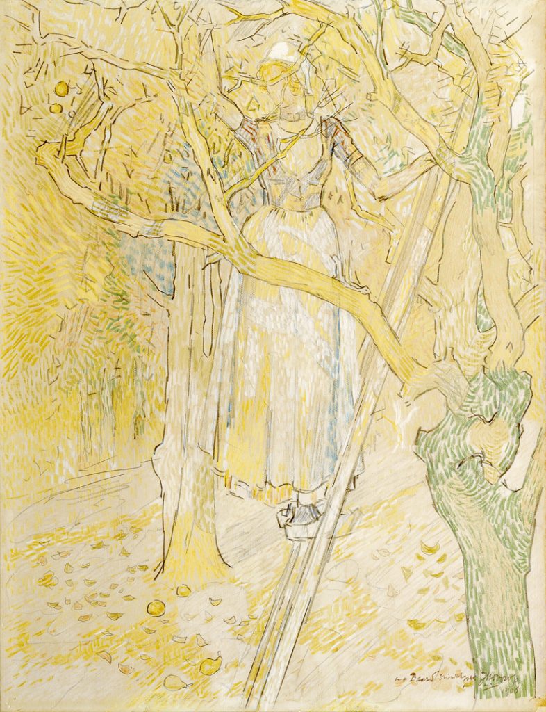 Appels plukken in de boomgaard, 1906