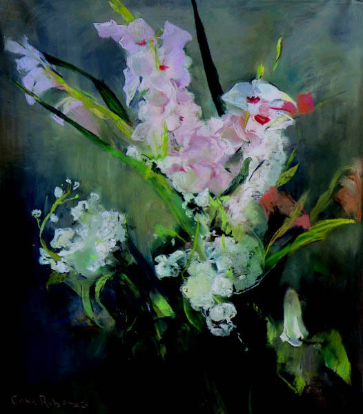 Bloemstilleven met gladiolen