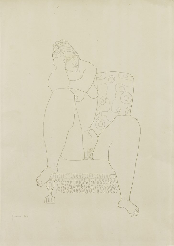 Zittend naakt, 1964