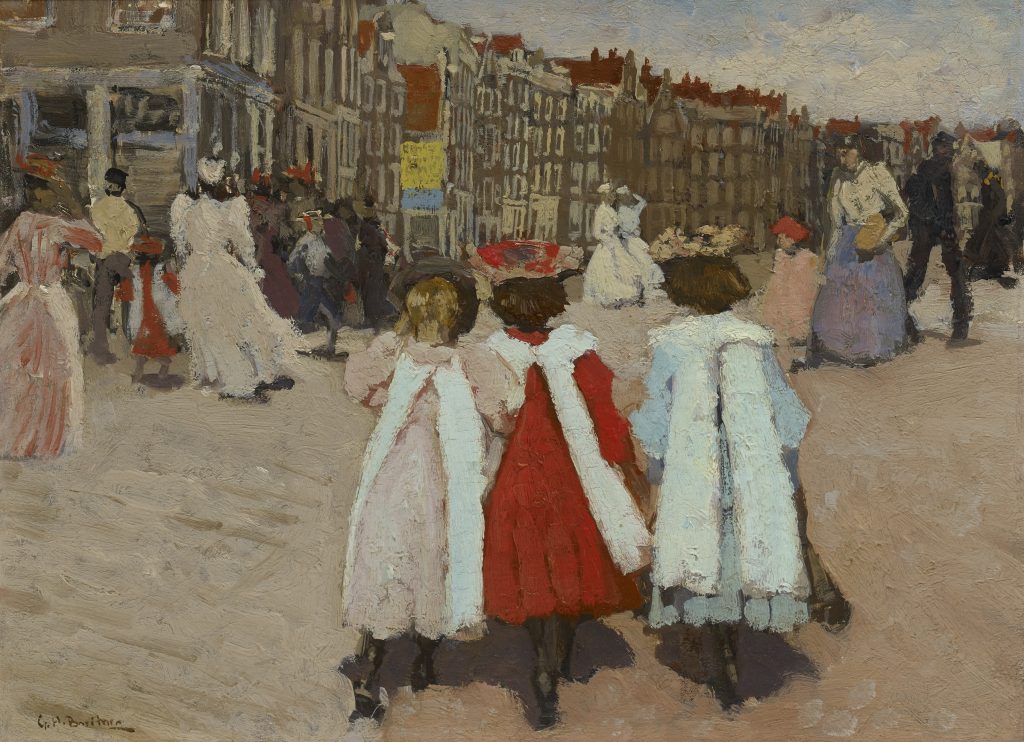 Drie schoolmeisjes, ca. 1885
