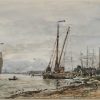 Boten op de Schelde bij Antwerpen