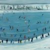 L'étang gelé aux patineurs