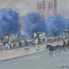 Notre-Dame au coucher du soleil et les bouquinistes