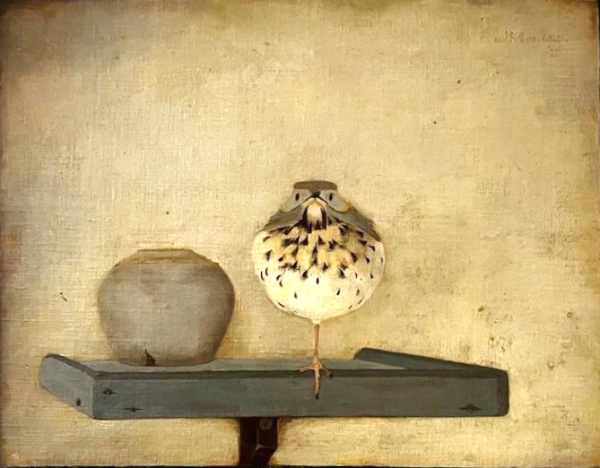 Lijster op voerbak, 1910