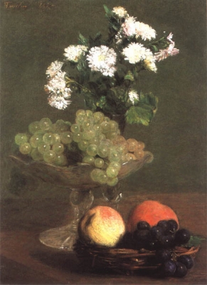 Nature morte, fleurs et fruits - VERKOCHT