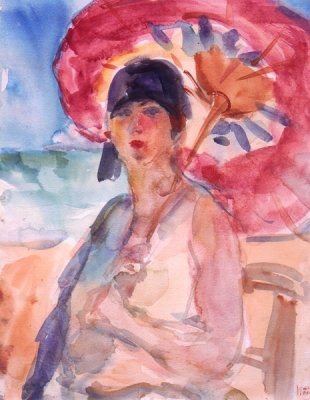 Dame met de parasol, Viareggio - VERKOCHT