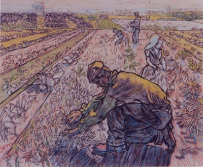 Toorop, Jan - Picking beans in the morning, Domburg