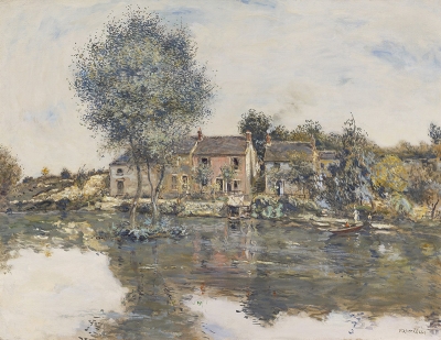 Raffaelli, Jean Francois - La maison rose, bord de l'Oise - VERKOCHT