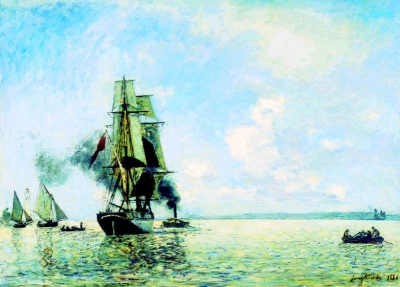 Jongkind, Johan Barthold - Sortie du Port de Honfleur - VERKOCHT