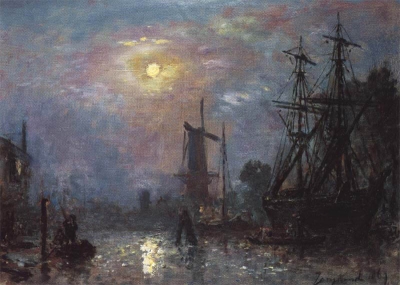 Jongkind, Johan Barthold - Le port aux saumons à Rotterdam - VERKOCHT