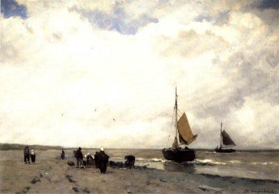 Weissenbruch, Johan Hendrik - Het uitladen van de vangst - VERKOCHT