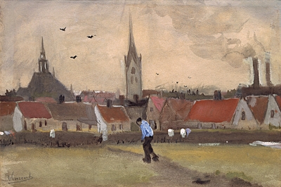 Vincent van Gogh - Gezicht op Den Haag met de Nieuwe Kerk - VERKOCHT