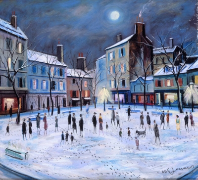 James, Willy - Place du Tertre, le soir sous la neige - VERKOCHT