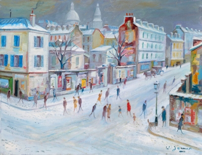 James, Willy - La rue et le Sacré-Coeur sous neige