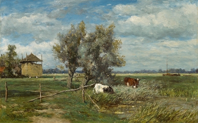 Roelofs, Willem - Koeien bij de hooiberg