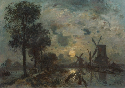 “Moulins au Claire de Lune, Schiedam”, 1867 - VERKOCHT