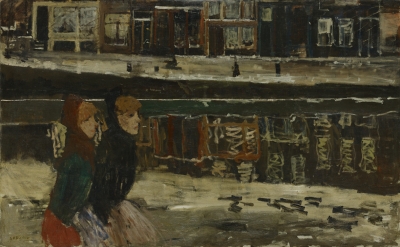 George Hendrik Breitner - Twee vrouwen langs een gracht - VERKOCHT