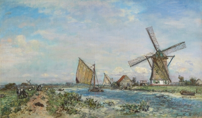 Jongkind, Johan Barthold - Canal près de Rotterdam, printemps - VERKOCHT