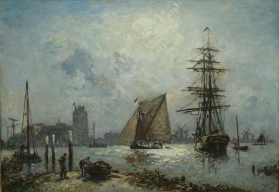 Jongkind, Johan Barthold - Gezicht op Dordrecht