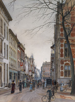 Andreas Carl Sommer - Gezicht op de Lange Poten te Den Haag