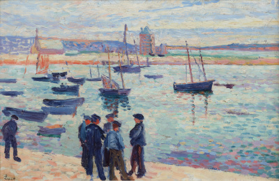 Maximillian Luce - Camaret, marins et barcques dans le port