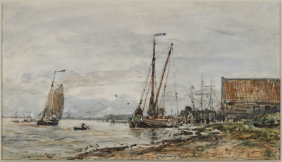 Boten op de Schelde bij Antwerpen - J.B. Jongkind - BESCHIKBAAR