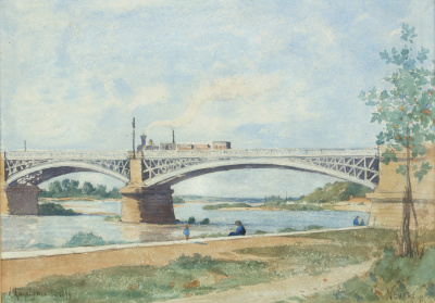 Harpignies, Henri-Joseph - Le Pont de Chemin de Fer à Nevers - BESCHIKBAAR