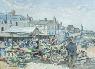 Ludovic Piette - Le Marché à Le Mans, 1875 - BESCHIKBAAR