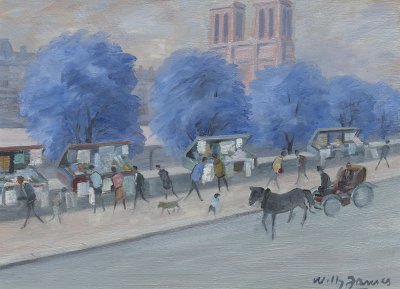 Willy James - Notre-Dame au coucher du soleil et les bouquinistes - BESCHIKBAAR