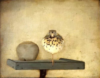 Lijster op voerbak, 1910 - VERKOCHT